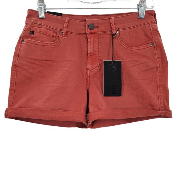 Dear John Womans size 28 American Classic Cuffed Denim Jean Shorts in Salmon NEW - Picture 1 of 8